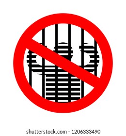 Stop prison. Ban jail. Forbidden Red road sign. Warning Criminals