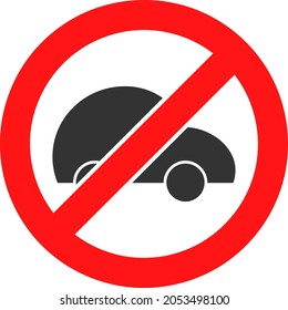 Hör auf mit dem Auto, Vektorgrafik. Flache Illustration ikonisches Design von Stopp Private Auto, einzeln auf weißem Hintergrund.