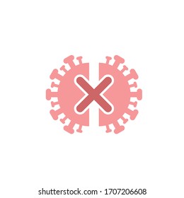Detener, proliferación de virus, multiplicar virus, icono, logotipo, signo y símbolo, diseño de logotipo plano en fondo blanco.