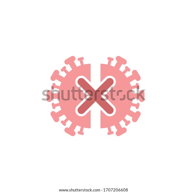 Stop,\
proliferation of virus, multiplying virus, icon, logo, sign, and\
symbol, flat logo design on white\
background.