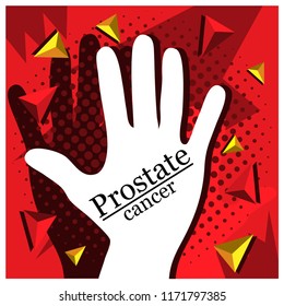 Stop Prostate cancer with hand Vector Icon Illustration.