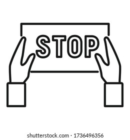 Stop protest icon. Outline stop protest vector icon for web design isolated on white background