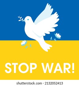 Stop Putin Stop War Banner text with Ukraine flag. International protest, Stop the war against Ukraine. Vector illustration	