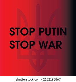Stop Putin Stop War Banner text with Ukraine flag. International protest, Stop the war against Ukraine. Vector illustration	