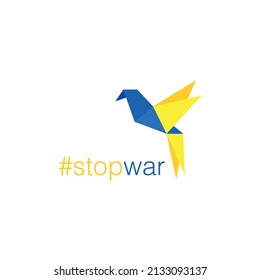 Stop Putin Stop War Banner text with Ukraine flag. International protest, Stop the war against Ukraine. Vector illustration	