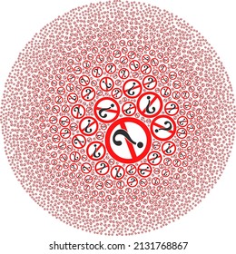 Stop questions elements are arranged into round collection. Stop questions icon round composition. Abstract round cluster mosaic designed with stop questions icons.