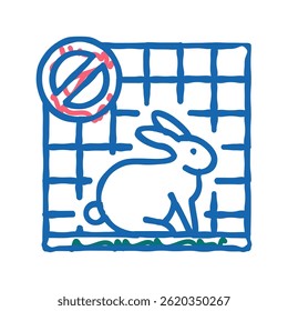 stop rabbit in cage doodle icon sketch vector. stop rabbit in cage sign. isolated symbol illustration