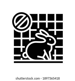 detener el conejo en el vector de icono de glifos en jaula. detener el conejo en el signo de la jaula. símbolo de contorno aislado ilustración negra