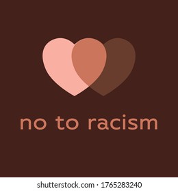 Stop racism. All colors are beautiful. Black lives matter. Vector illustration against discrimination. Hearts of different skin colors