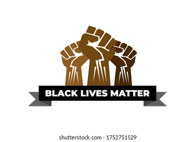 Stop racism. Black lives matter. African American arm gesture. Anti discrimination, help fighting racism poster, Politics tolerance acceptance banner concept. People equality united template in vetor.