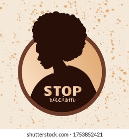 Stop racism. Black lives matter, we are equal. No racism concept. Flat style. Different skin colors. Supporting illustration. Vector.