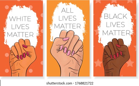 Stop racism. Black lives matter. African American arm gesture. Anti discrimination, help fighting racism poster, tolerance acceptance banner. People equality template vector stock illustration.