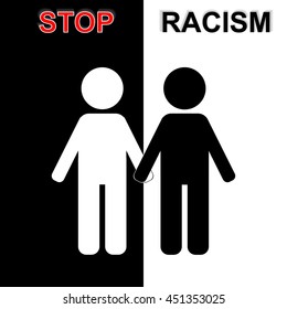 Stop racism in black and white idea. Vector illustration. EPS10