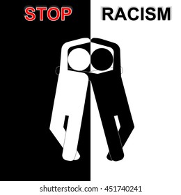 Stop racism in black and white idea. Vector illustration. EPS10