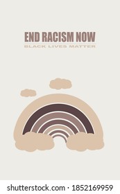 Stop racism and  BLM, Black Lives Matter concept. BLM, Black lives matter,  rainbow with black and light rays, a symbol of peace and hope for the best.