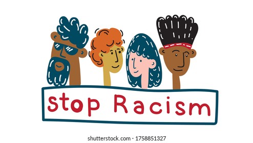 Stop Racism Collection Young Men Women Stock Vector (Royalty Free ...