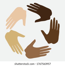 Hör auf mit Rassismus. Der Mensch hat verschiedene Hautfarben. Schwarze Leben sind wichtig. Vektorgrafik.
