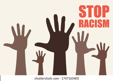 Stop Racism Icon. Black Lives Matter Concept. Template For Background, Banner, Poster With Text. Vector Illustration.