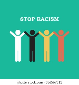 Stop Racism Icon. Together Against Racism.