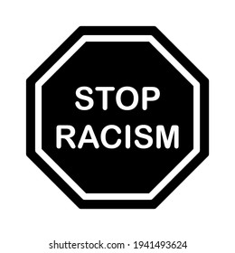 Stop racism icon in trendy silhouette style design. Vector illustration isolated on white background.