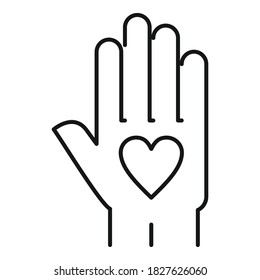 Stop racism love hand icon. Outline stop racism love hand vector icon for web design isolated on white background