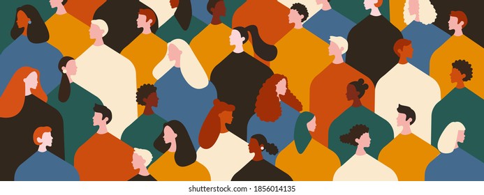 Stop racism. Multinationality. Black lives matter. Flat style. Vector stock illustration. 