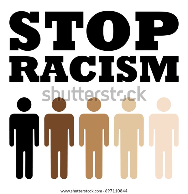 Stop Racism Poster with Skin Color in Human. Vector Illustration. Flat Style. Abstract Decorative Design for No Racism Banners, Posters, Cards, Icons, Signs.