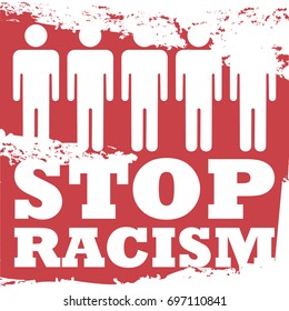 Stop Racism Poster. Vector Illustration. Flat Style. No Racism Decorative Design for Banners, Posters, Cards.