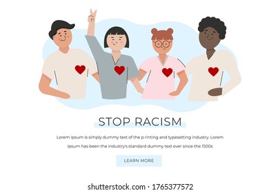 Stop racism. Protest. People protester, strike street demonstration. 