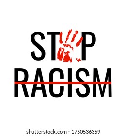 Stop Racism Slogan Red Handprint Silhouette Stock Vector (Royalty Free ...