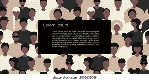 Stop racism and stronger together concept. BLM, Black lives matter,  African Americans and white people against racism. Vector Template with copy space for invitation, cards or banner and  poster