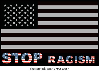 stop racism typography american flag  black lives matter  vector illustration