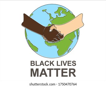 Stop racism Us. Black Lives Matter. Human rights of black people. Flat vector illustration.