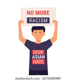 stop racism vector illustration, stop asian hate