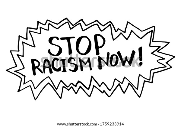 Stop Racism Vector Lettering Doodle Handwritten Stock Vector (Royalty ...