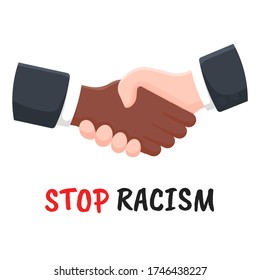 Stop Racism. White And Black Americans Join Hands To Stop Violent Action Against Racism.