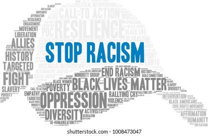 Stop Racism word cloud on a white background. 