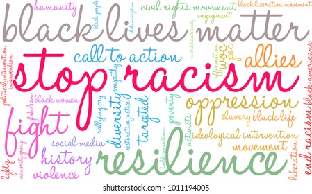 Stop Racism word cloud on a white background. 