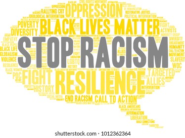 Stop Racism word cloud on a white background. 