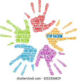 Stop Racism word cloud on a white background. 