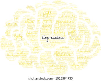 Stop Racism word cloud on a white background. 