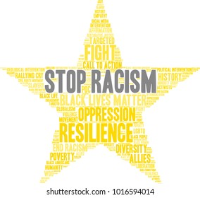 Stop Racism word cloud on a white background. 