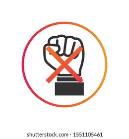 Stop Raised fist - symbol of stop power and violence vector icon for apps and websites. Stock Vector illustration isolated on white background.