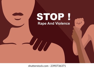 Detengan la violación y la violencia, el acoso ilustra el vector. manos de un hombre tocando a las mujeres. Violencia contra la mujer, concepto de intimidación en el lugar de trabajo