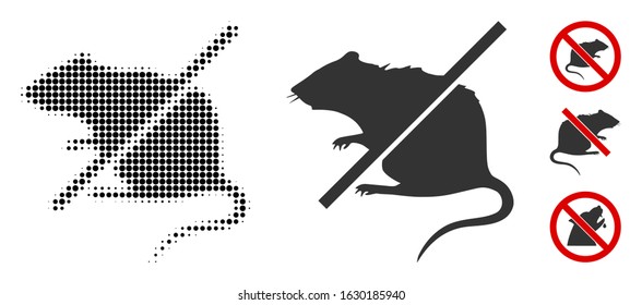 Stop rats halftone vector icon and solid version. Illustration style is dotted iconic Stop rats icon symbol on a white background. Halftone pattern is circle points. Some bonus icons.