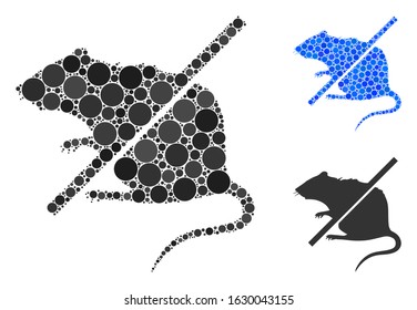 Stop rats mosaic of small circles in variable sizes and color tints, based on stop rats icon. Vector small circles are composed into blue collage. Dotted stop rats icon in usual and blue versions.