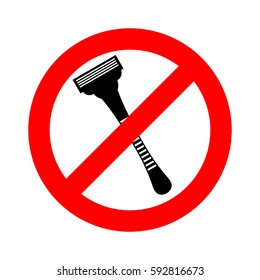 Stop razor. It is forbidden to shave. Razor ban road sign
