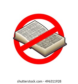 Stop read. It is forbidden to education. Red prohibition sign. Crossed-book. Ban tuition
