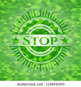 Stop realistic green mosaic emblem