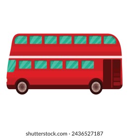 Stop red bus icon cartoon vector. England city. Tourist travel transport